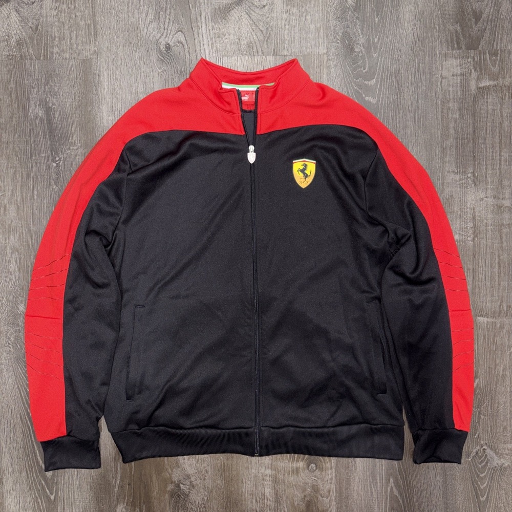 Puma Scuderia Ferrari Jacket Mens Extra Large Black Red Motorsport Car Racing XL